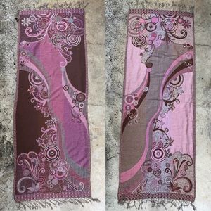 Lovely Wool Cotton Wrap Scarf reversible 75”x26”